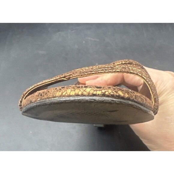 MICHELLE D Womens Gold Copper Metallic Slide Slip On Heeled Sandals Sz 8.5 - Picture 14 of 16